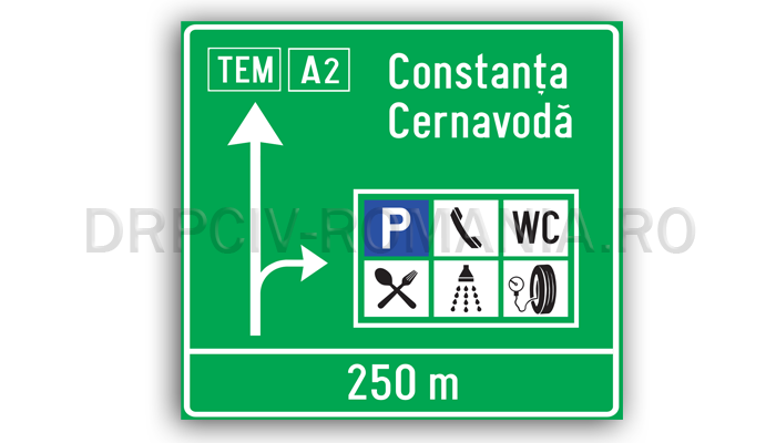 Presemnalizarea pe autostradă pentru spațiu de servicii